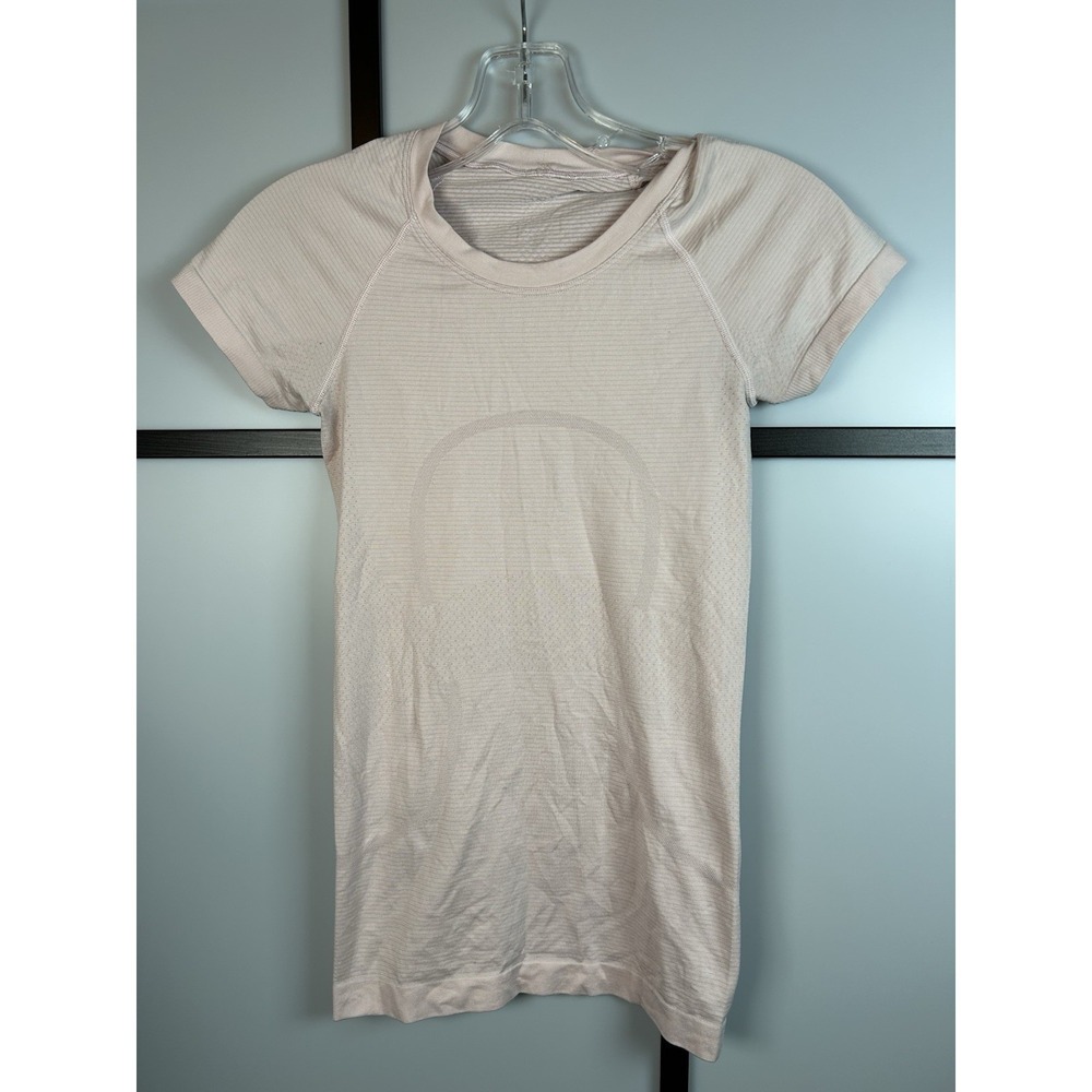 Lululemon Swiftly Tech 2.0 Short Sleeve Shirt Pink Sz 6 Hip Length Run Athletic